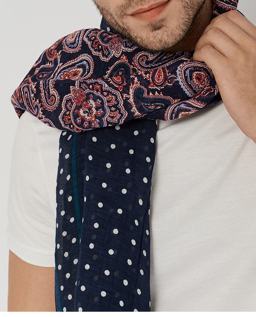 Fular de hombre cachemires y lunares