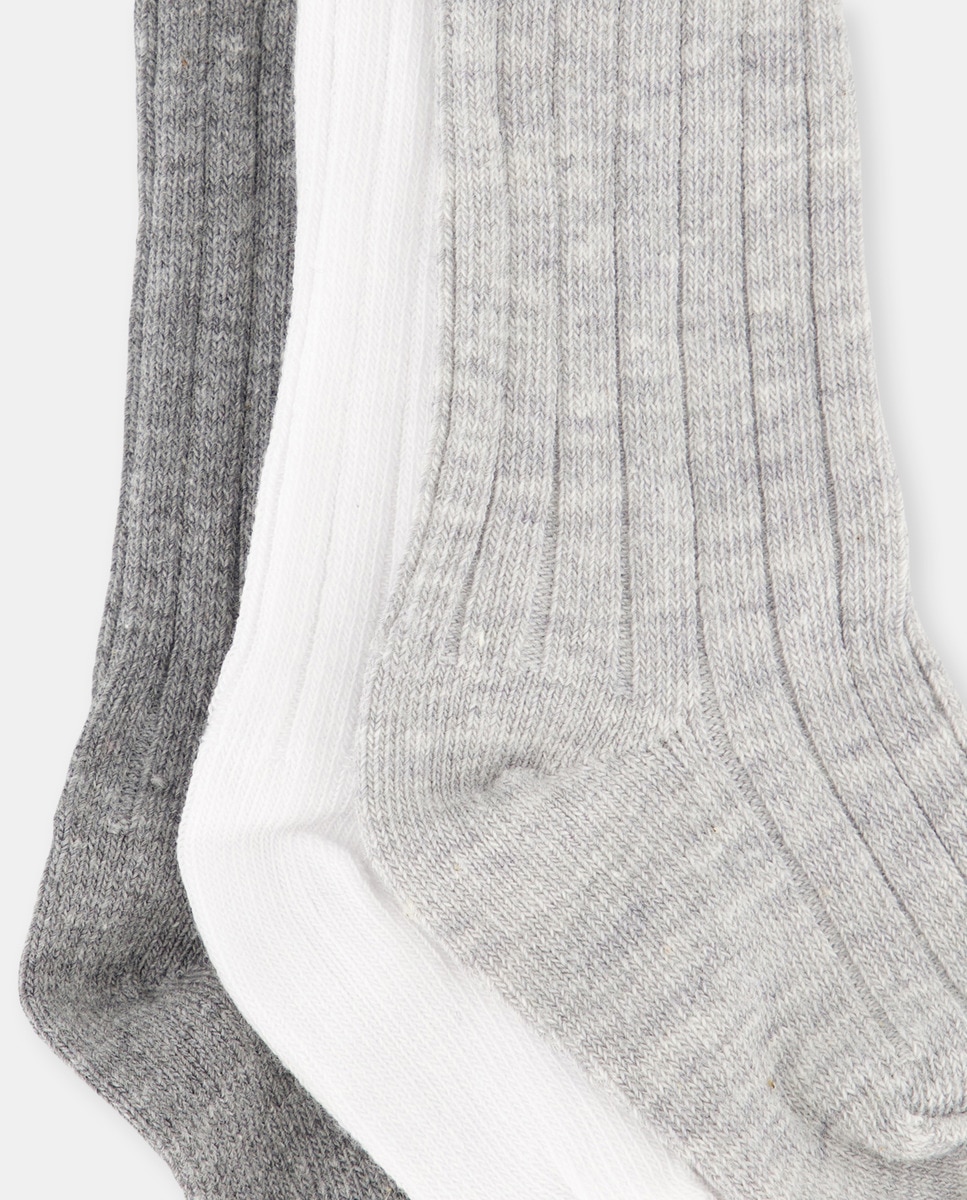 Pack 3 calcetines altos canalé de bebé niño - Cotton Juice - Gris Gris-3