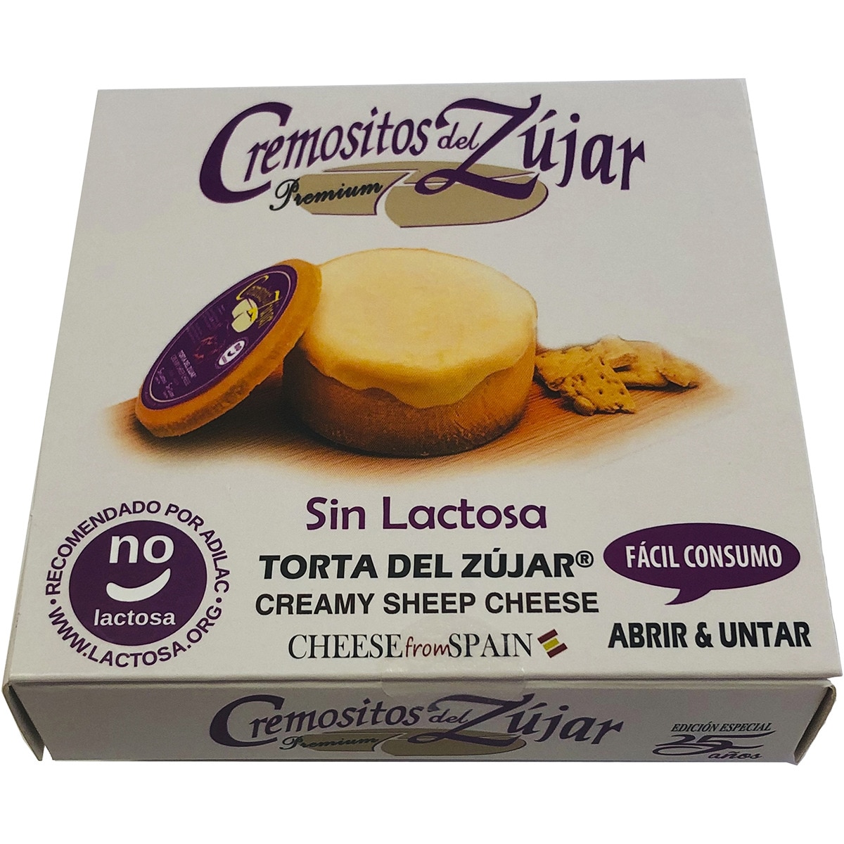 Torta del Zújar elaborado con queso de oveja madurado, sin lactosa y sin gluten caja 200 g - Cremosito Zujar