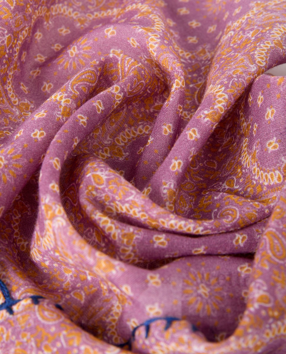 Bandana de Algodão com Pespontos Ameixa-2