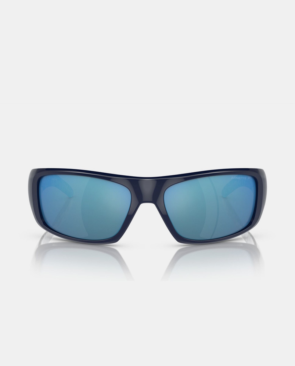 Gafas de sol de hombre rectangulares azules con lentes polarizadas