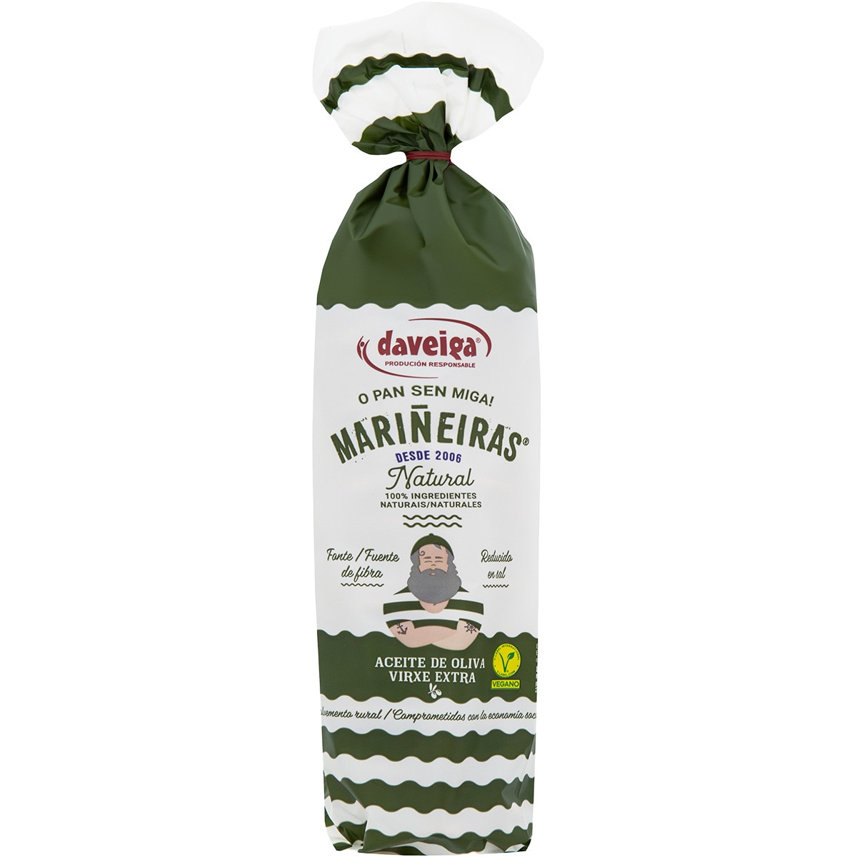 Pan sin miga natural con aceite de oliva virgen extra bolsa 200 g - Daveiga Mariñeiras