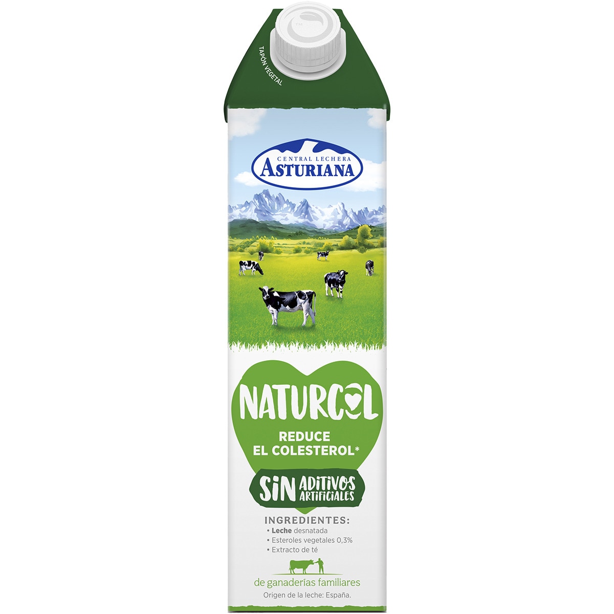 Bebida láctea elaborada con leche desnatada Naturcol con esteroles vegetales brik 1 l - Asturiana