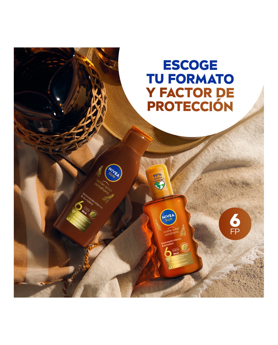Leche Solar Zanahoria Bronceado intenso FP 6 200 ml Nivea 6