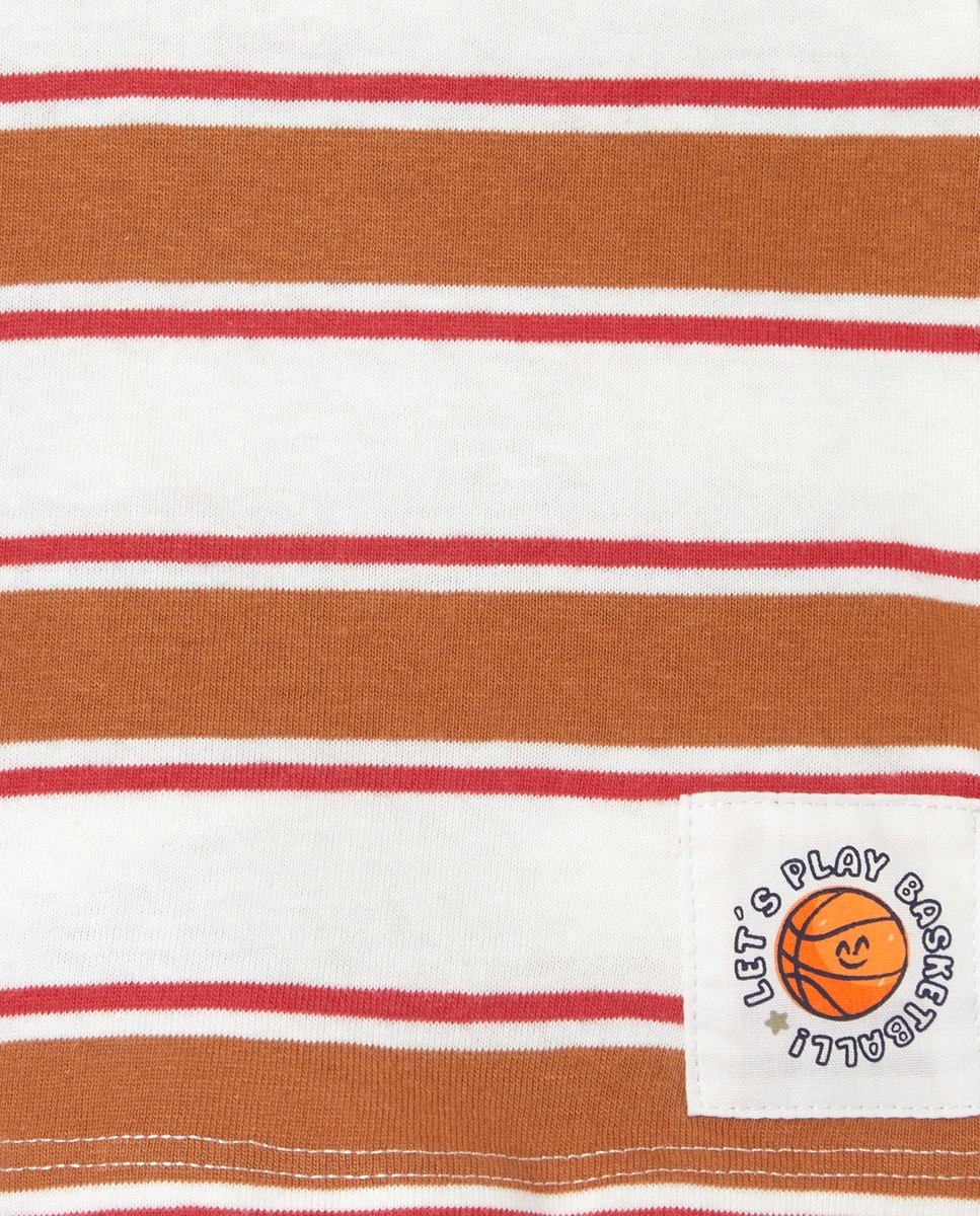 T-shirt de Manga Curta às Riscas para Bebé Castanho-3