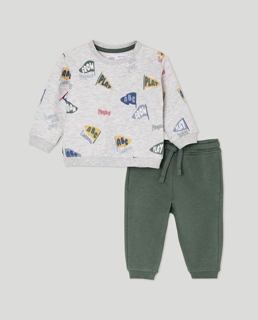 Imagem 0 de Conjunto de 2 Peças de Bebé: Sweatshirt + Calças com Estampado