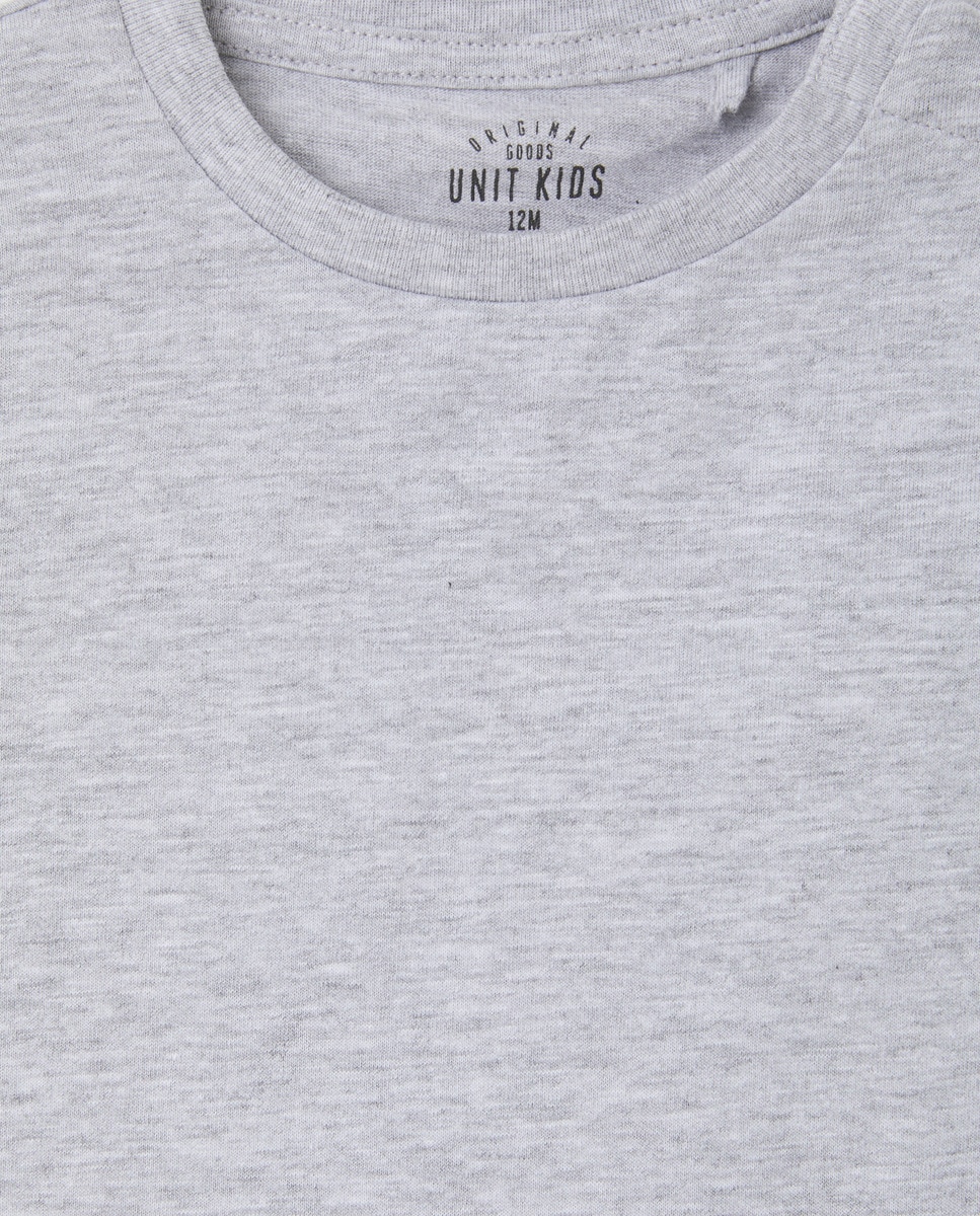 Camiseta de bebé lisa manga larga Gris-3