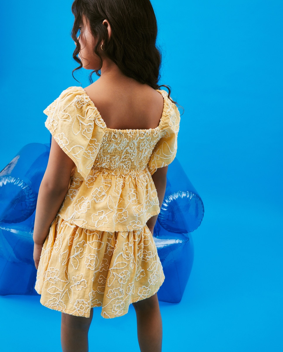Blusa sem Mangas com Elásticos Amarelo-3