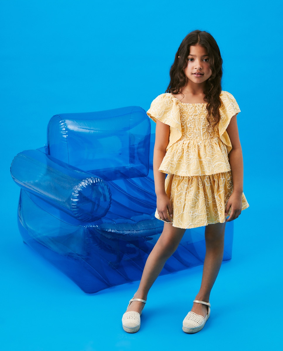 Blusa sem Mangas com Elásticos Amarelo-2
