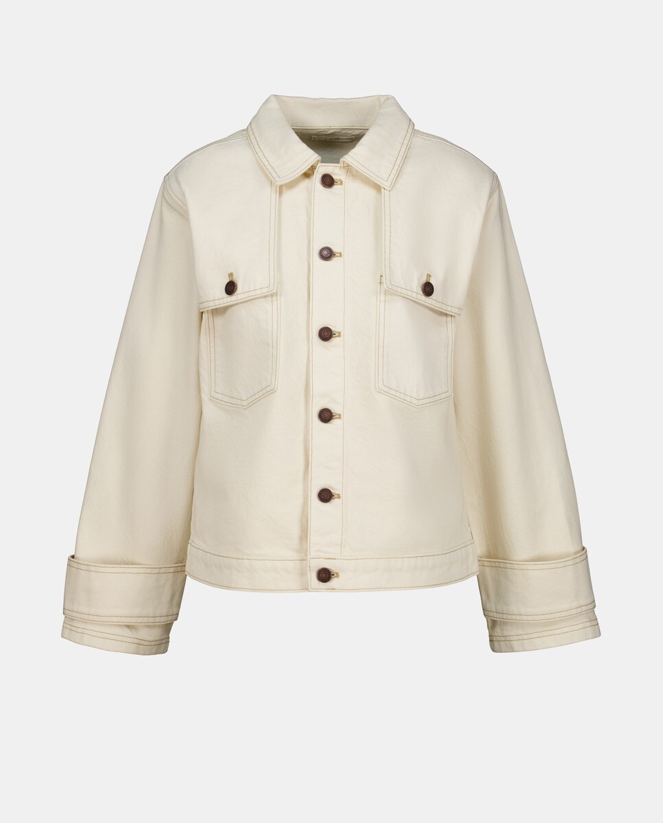 Chaqueta de sarga de mujer 120 Crudo-4