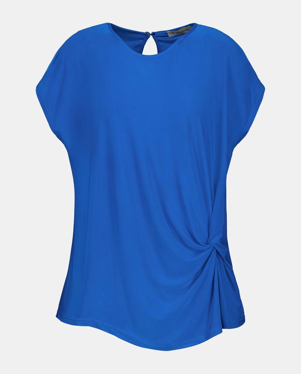 T-shirt com Decote Redondo e Manga Curta Azul-4