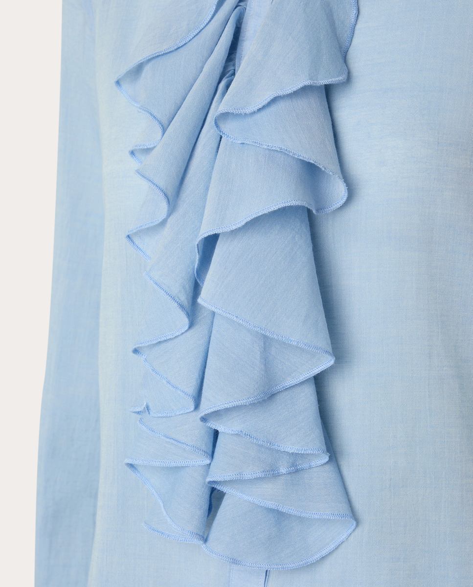 Camisa de algodão Azul-claro-3
