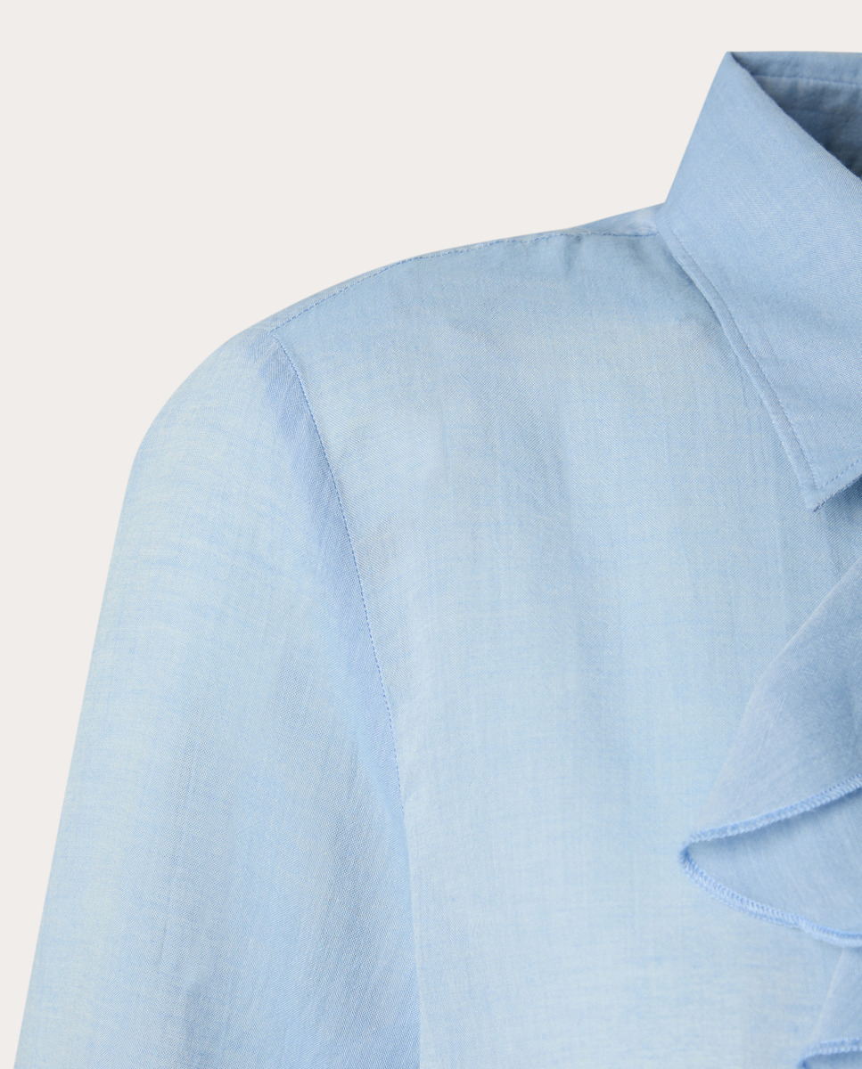 Camisa de algodão Azul-claro-4