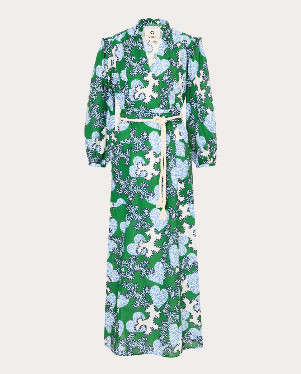 Vestido Noe Boho de algodón Verde-1