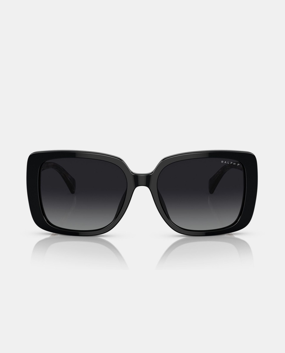 Gafas de sol de mujer rectangulares de acetato negras con lentes