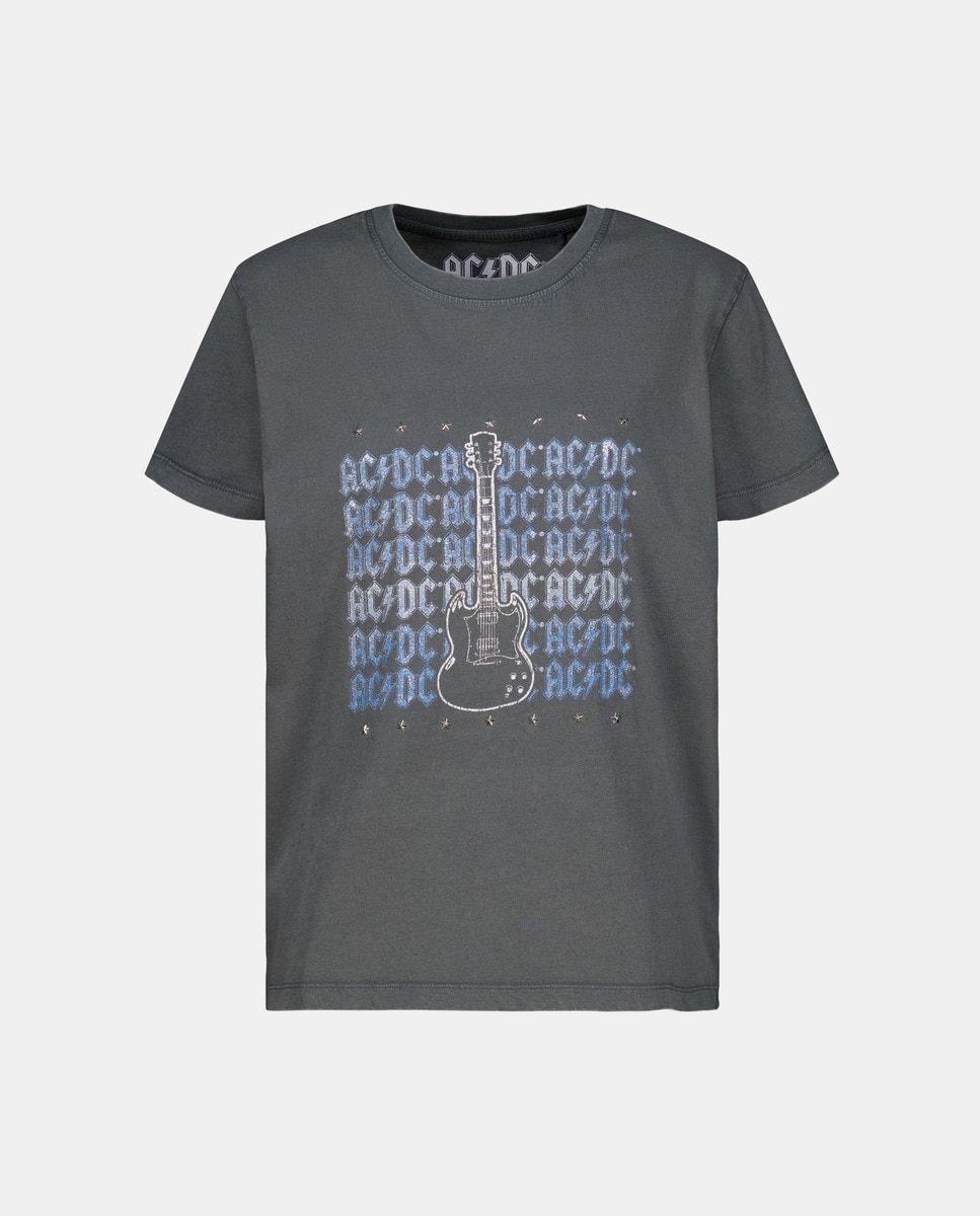 T-shirt Licença ACDC 820 Cinzento Médio-1