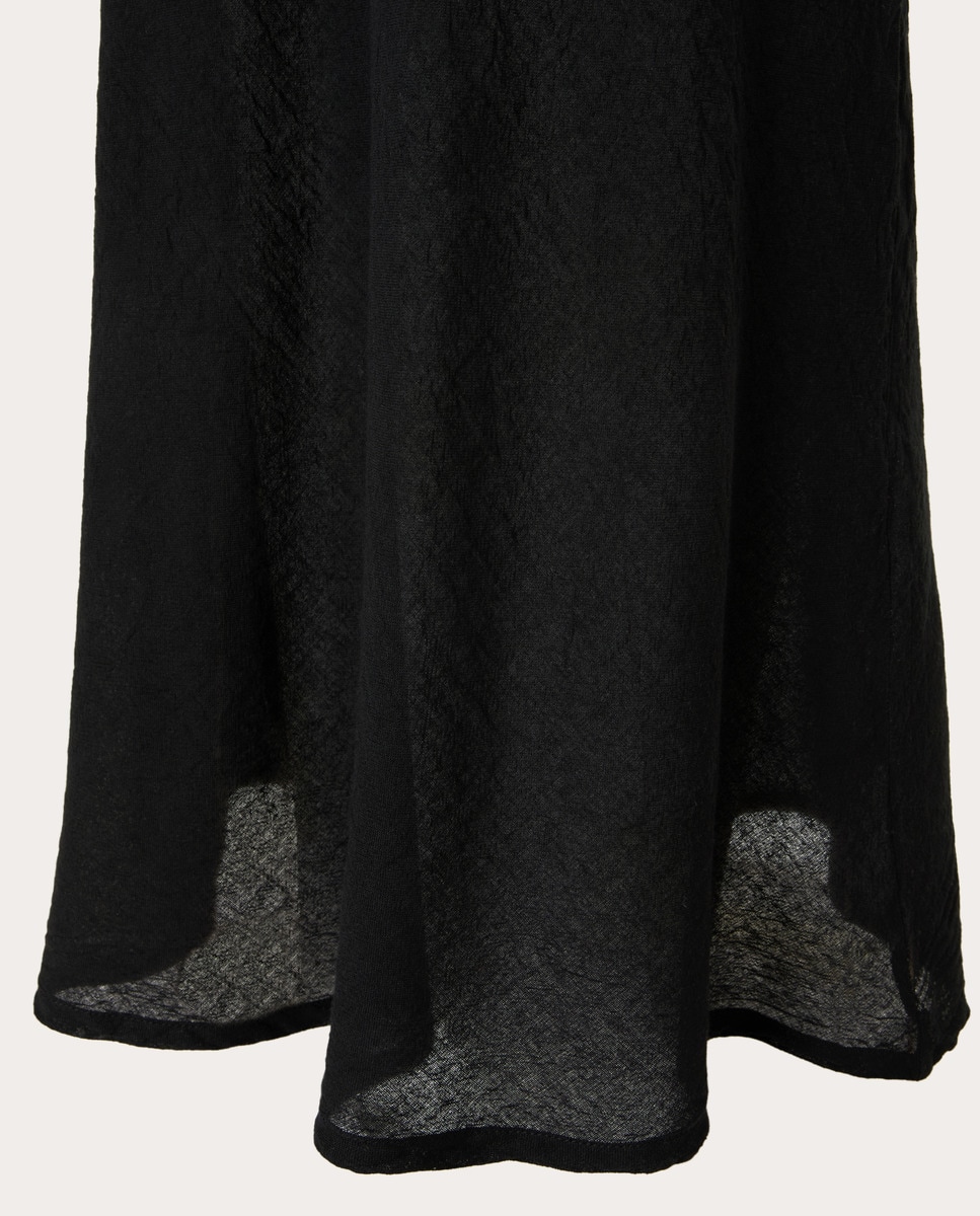 Vestido midi de algodón Negro-4