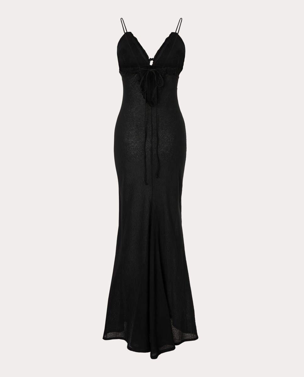 Vestido midi de algodón Negro-2