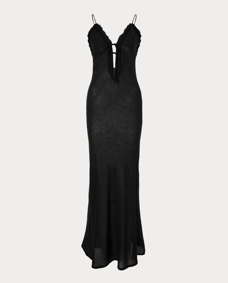 Vestido midi de algodón Negro-1