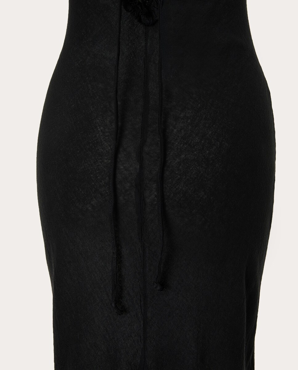 Vestido midi de algodón Negro-3