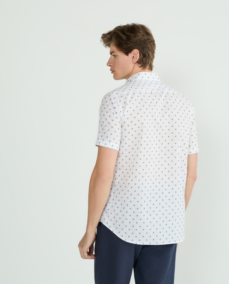 Camisa Estampada com Manga Curta Branco-2
