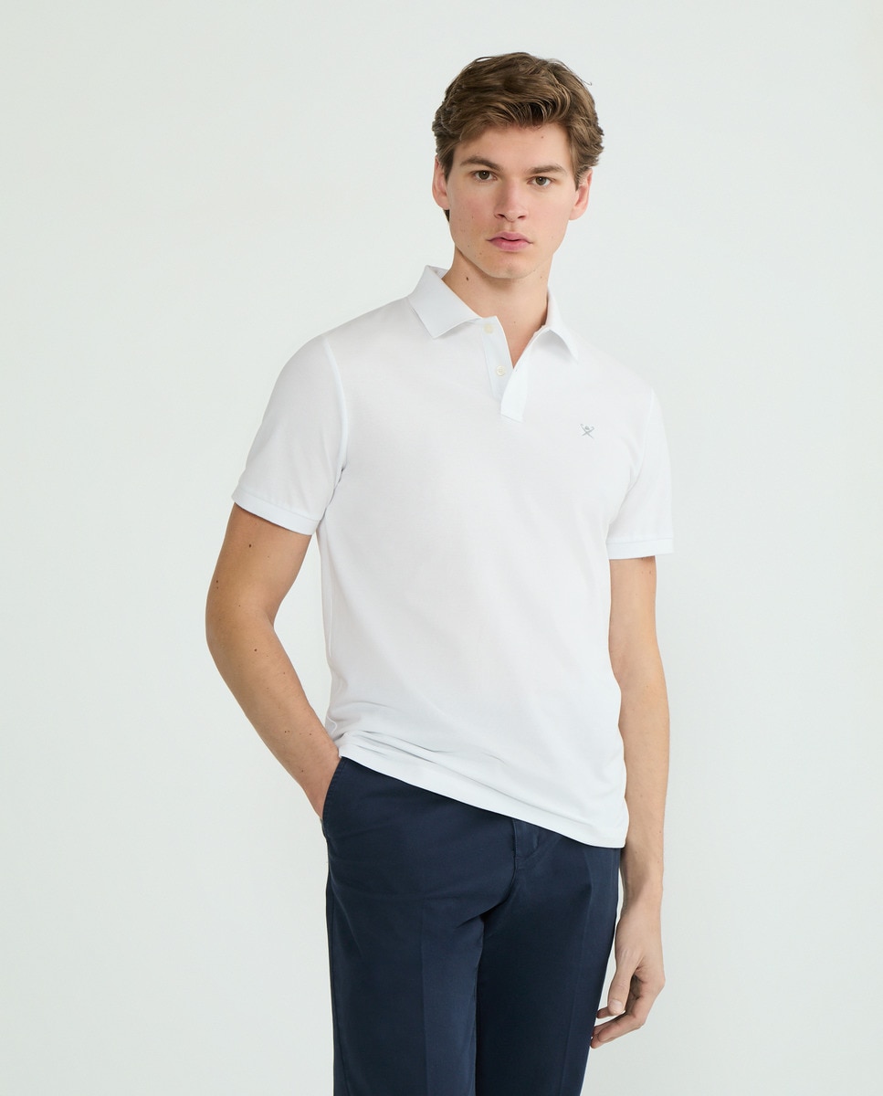 Polo Piqué Classic Fit com Manga Curta Branco-1