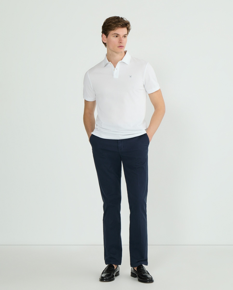 Polo Piqué Classic Fit com Manga Curta Branco-3