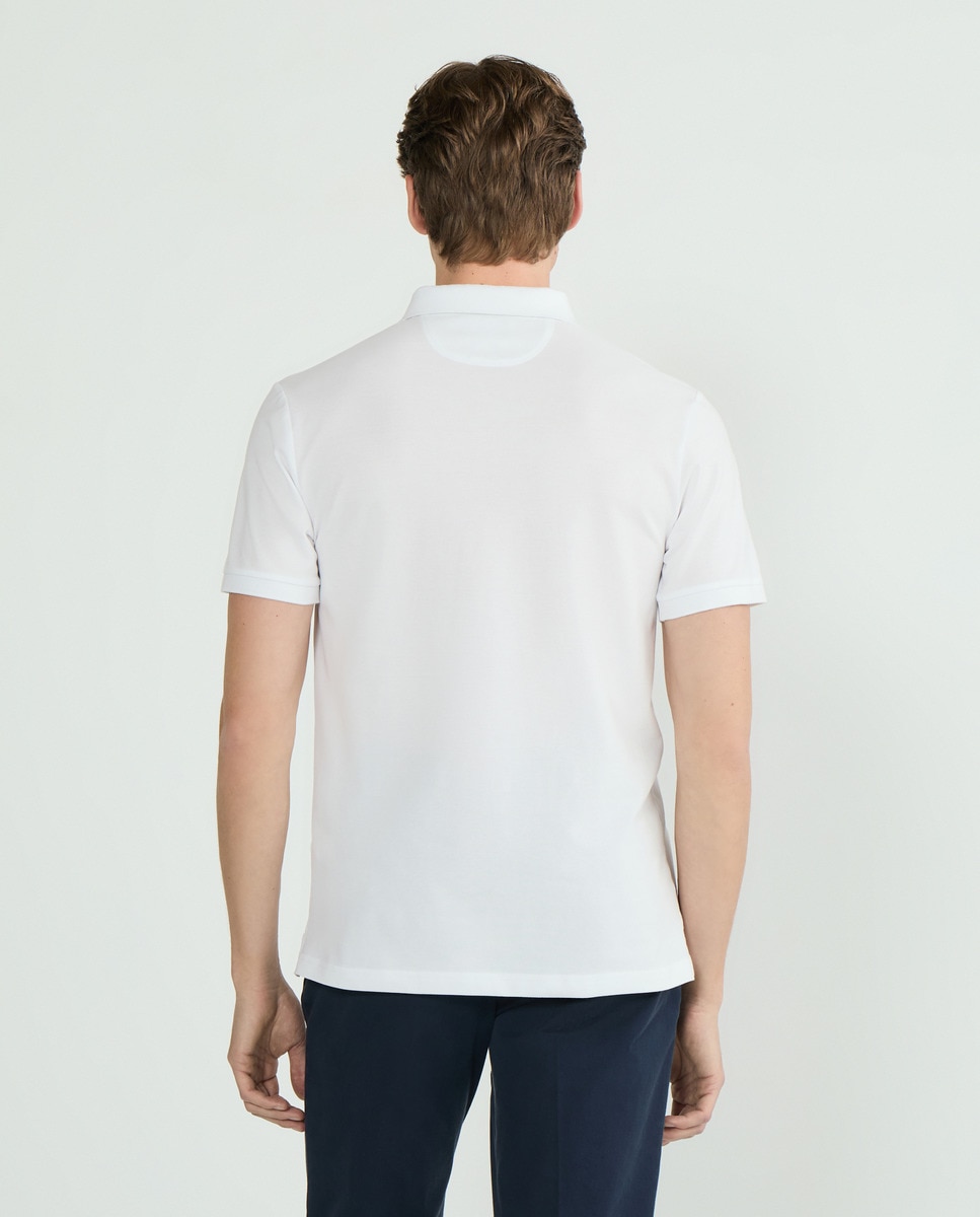 Polo Piqué Classic Fit com Manga Curta Branco-2
