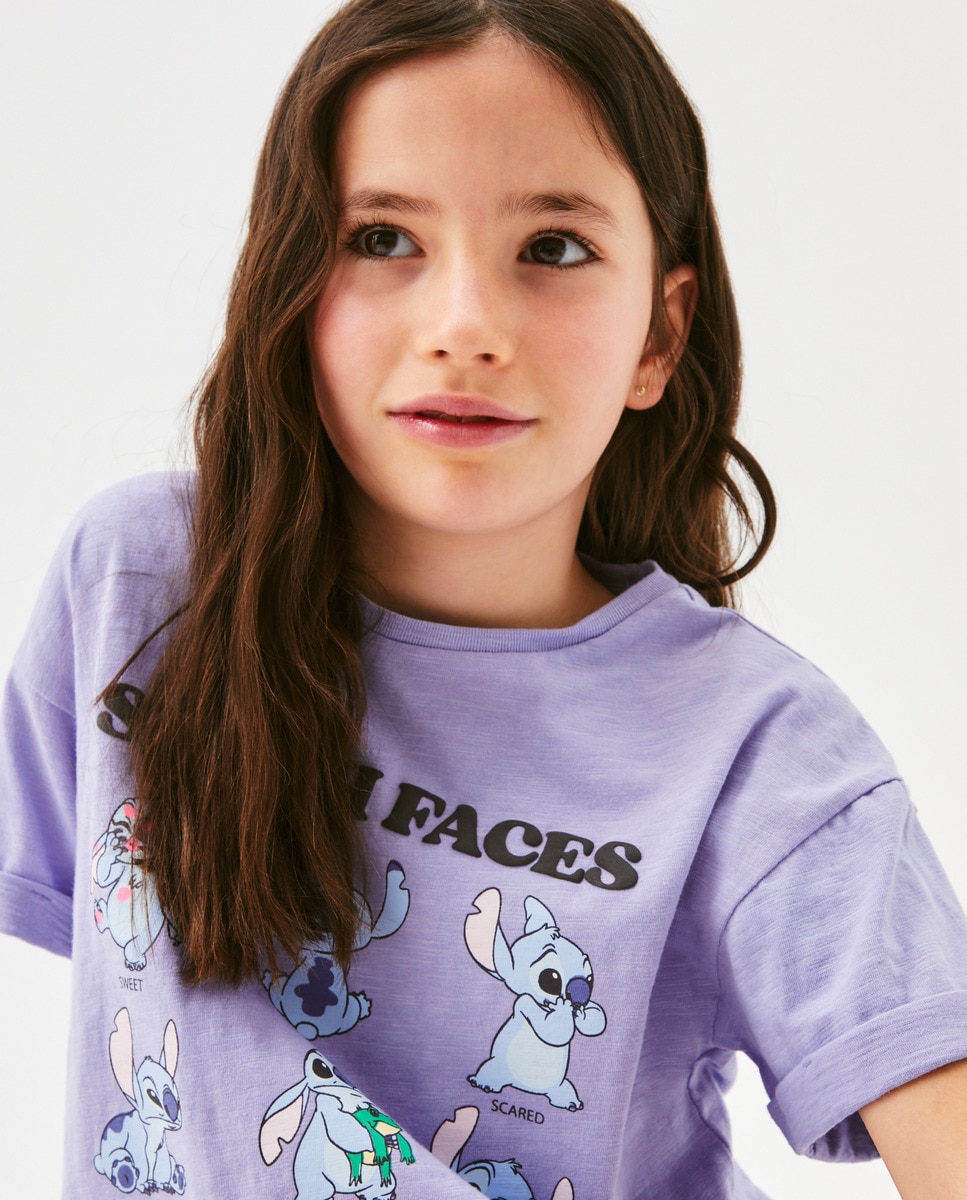 T-shirt Lilo & Stitch com Estampado Rosa-3