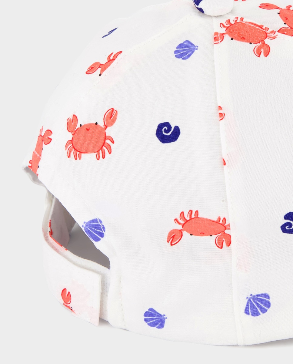 Boné de Bebé com Estampado de Caranguejos Branco-2