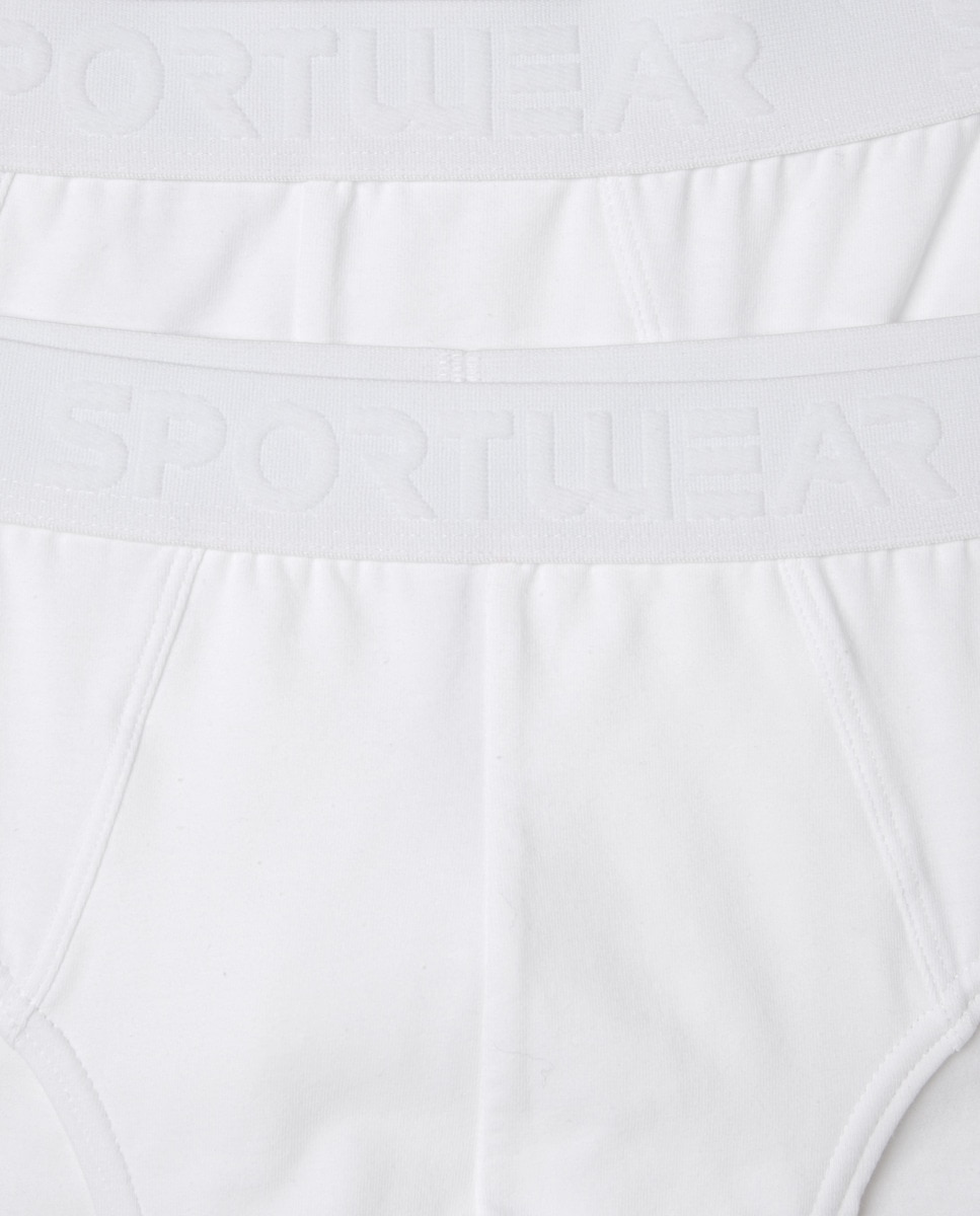 Pack 2 slips liso goma vista de hombre Blanco-4