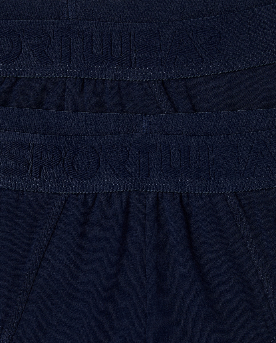 Pack 2 slips liso goma vista de hombre Azul-4