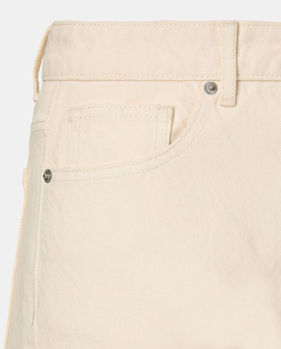 Pantalón straight cropped de sarga de mujer 730 Camel-5