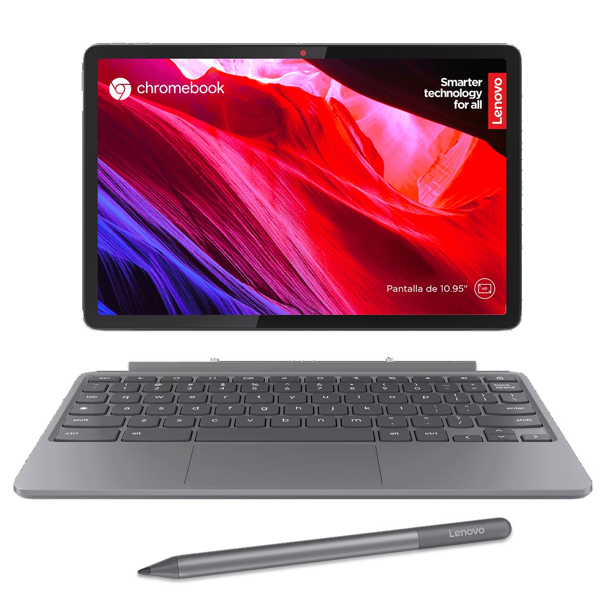 Chromebook convertible 2 en 1 Lenovo Duet 11M889, MTK Kompanio 838, 8GB, 128GB eMMC, 10,95", ChromeOS Gris Lunar-1