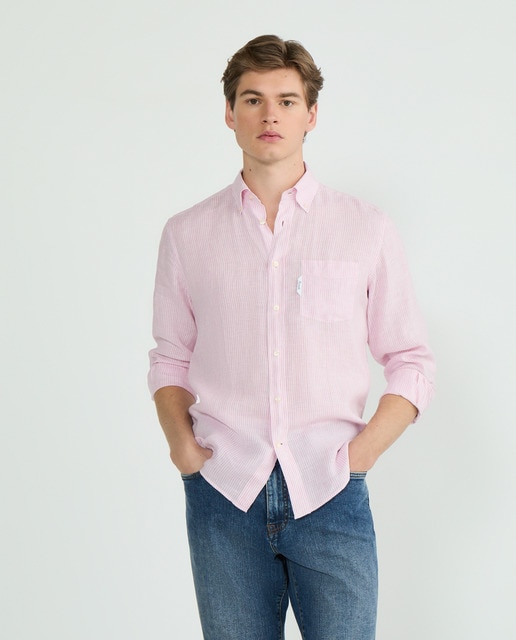 Imagem 0 de Camisa de Linho Regular Fit às Riscas Bengal