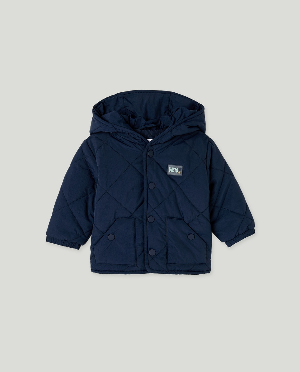 Sobretudo Liso de Bebé em Tecido Ligeiro Azul-marinho-1