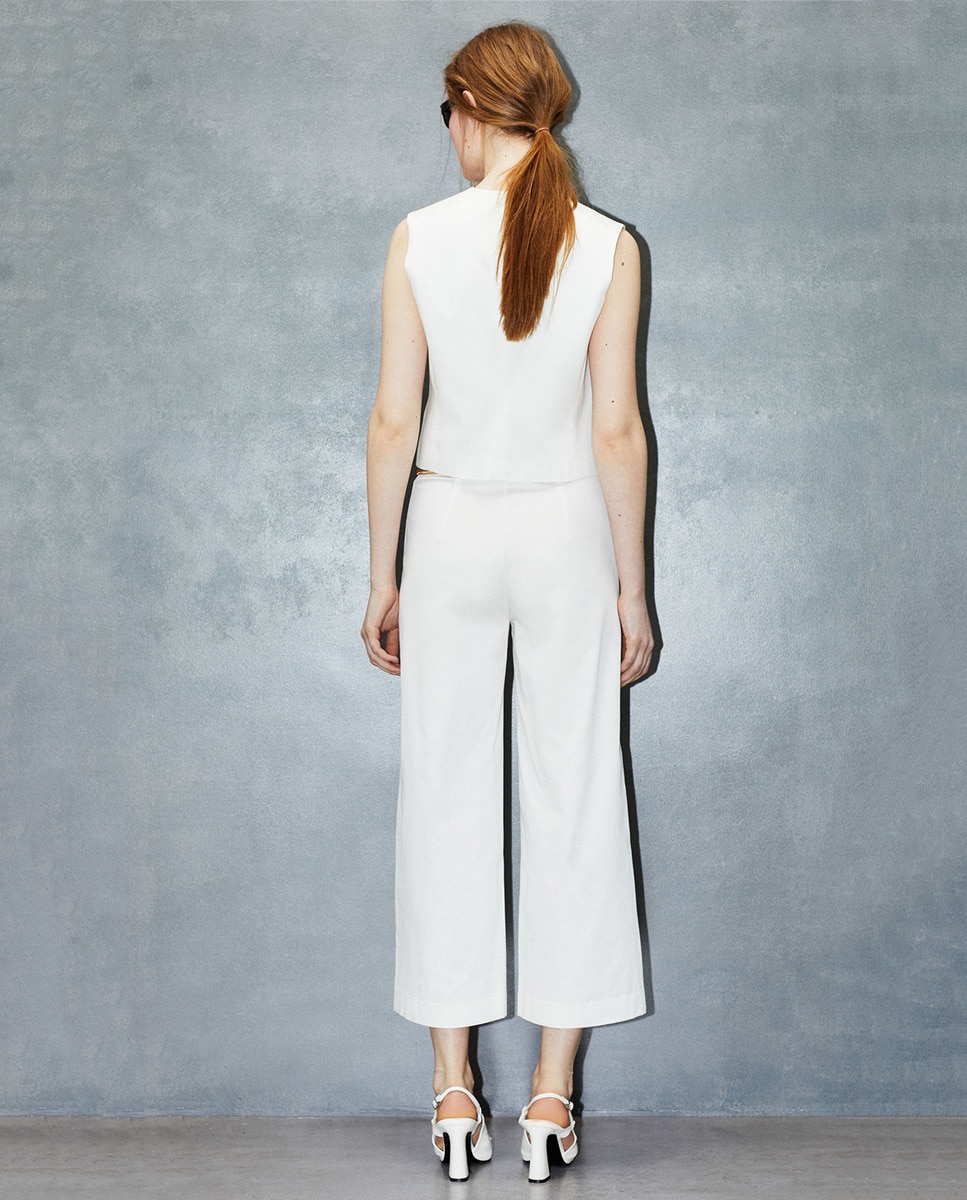 Calças Tipo Culotte Branco-3