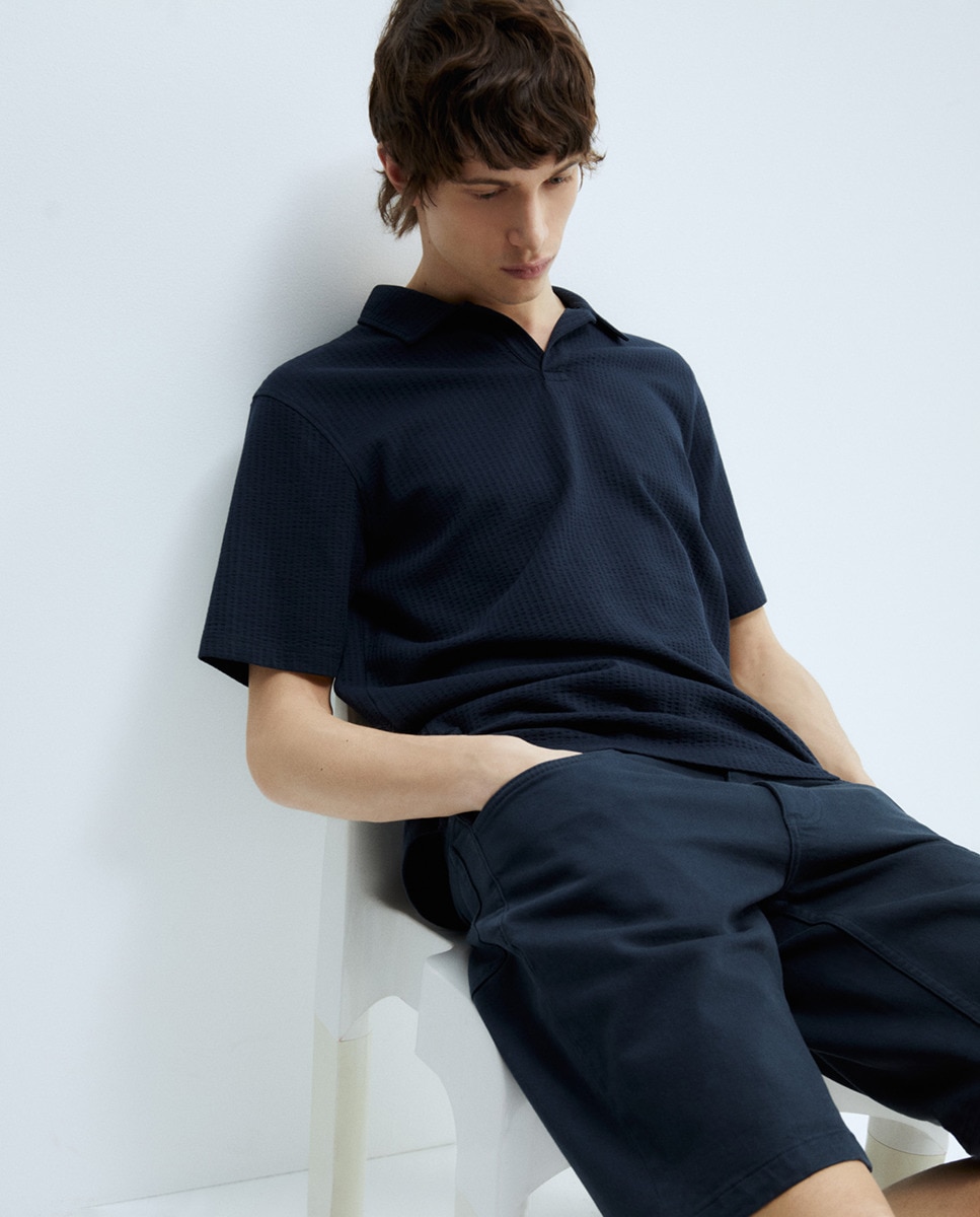 Polo Seersucker Azul-marinho-5