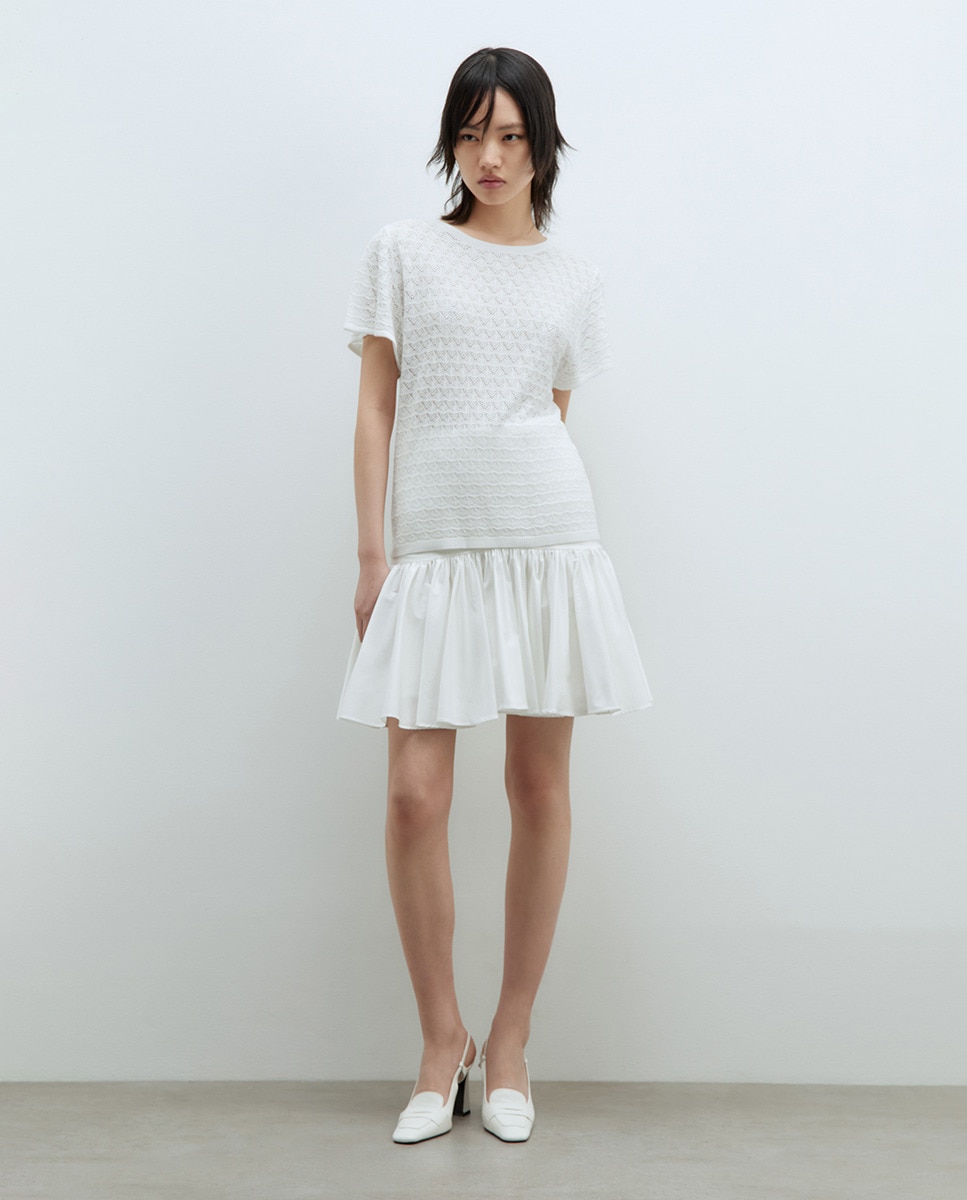 Camisola de malha com manga curta Branco-3