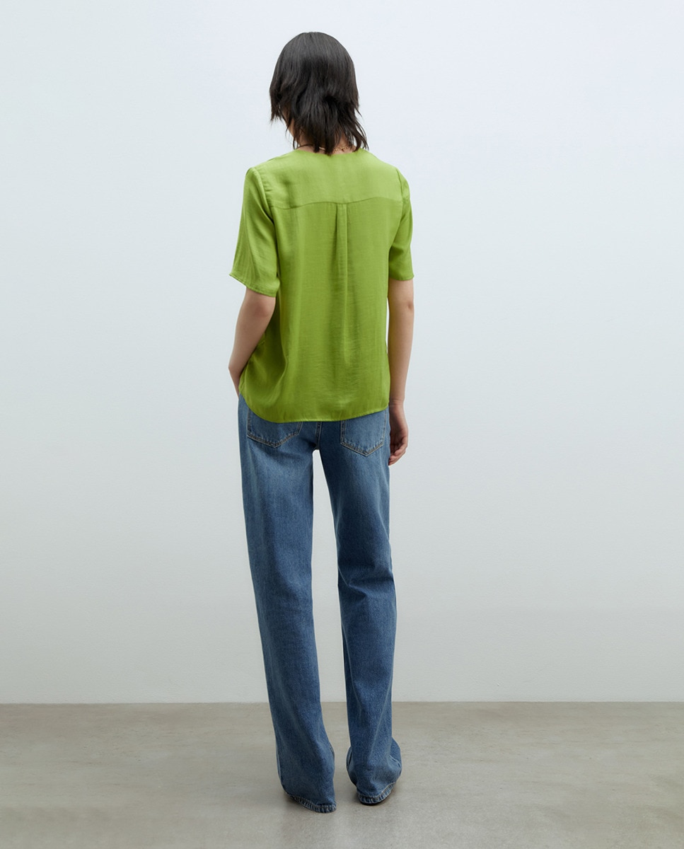 Blusa de Manga Curta Verde-claro-5