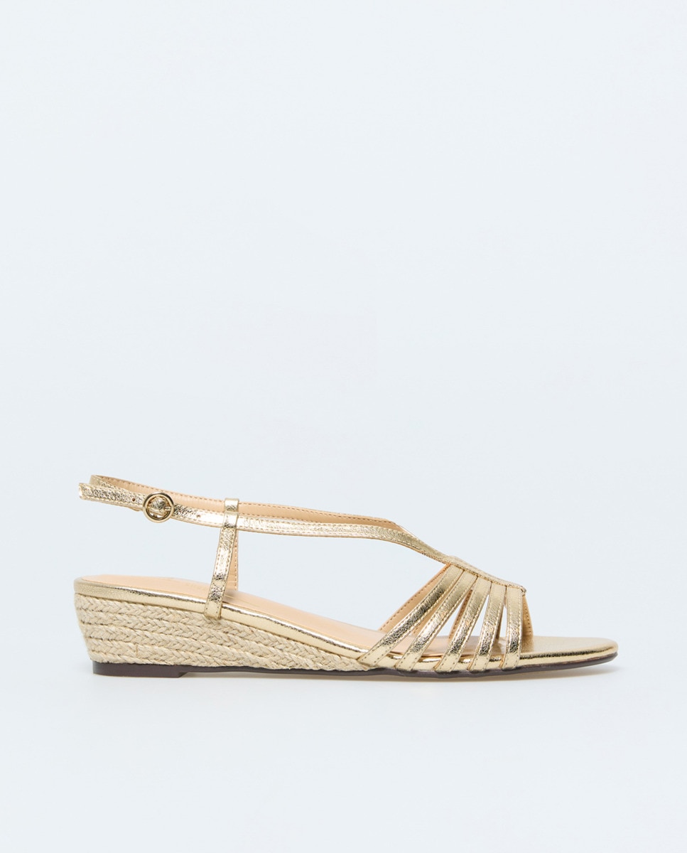 Sandalias Doradas Zapatos CuÃ±a Esparto Corte Ingles Calzado Sfera