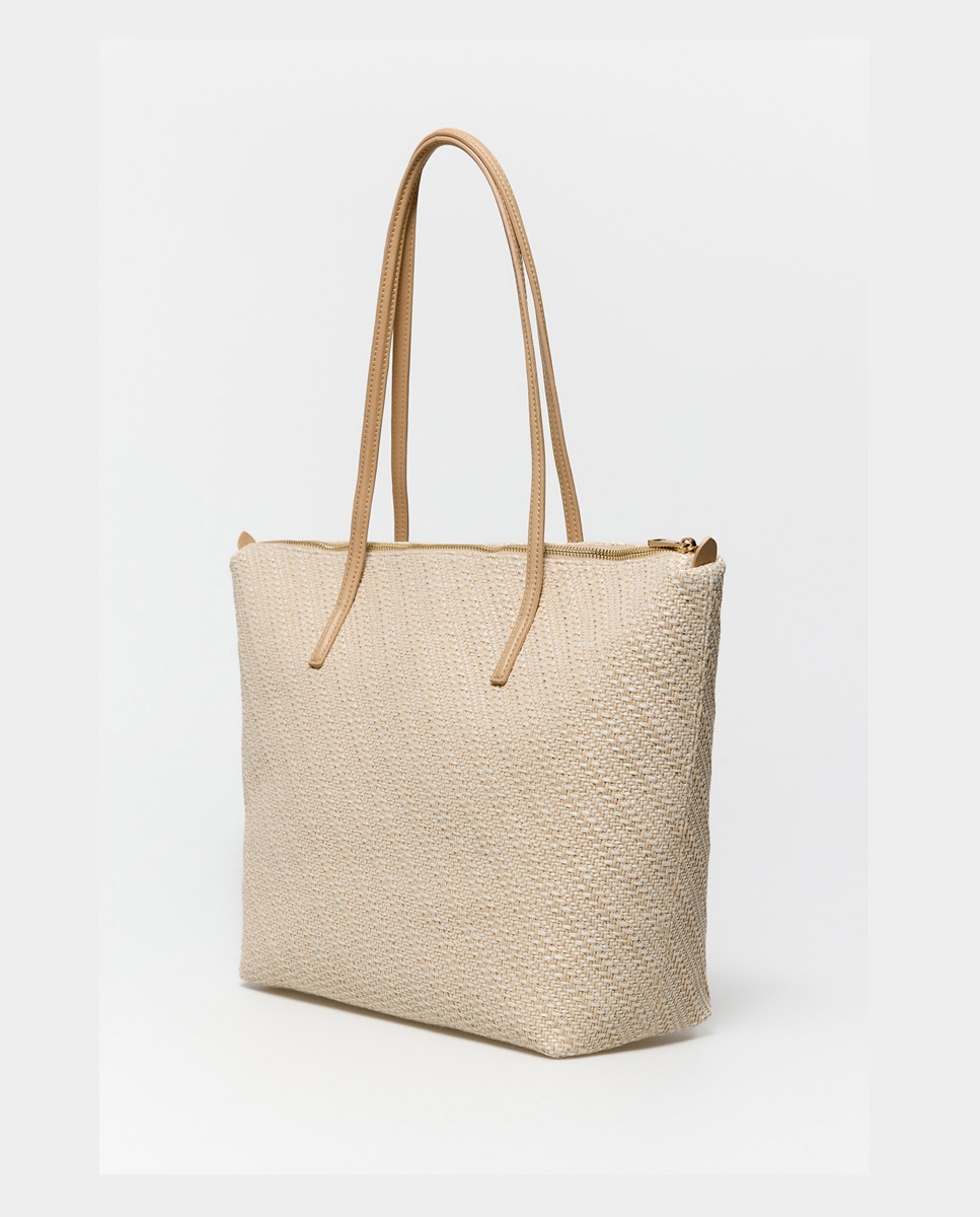 Mala Shopper de Ráfia com Bolso Natural-3