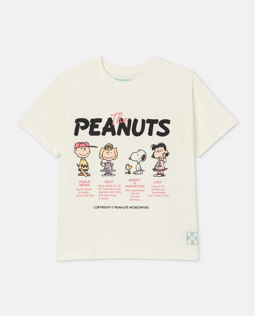 T-shirt de Manga Curta com Detalhe Snoopy & Friends Branco-4
