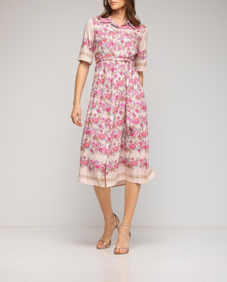 Imagen 0 de Vestido camisero midi con estampado floral