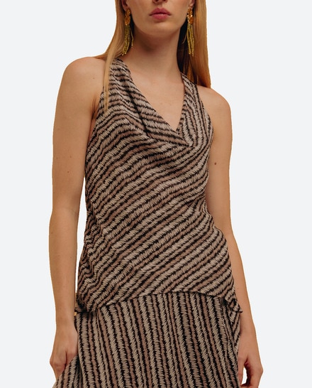 Blusa drapeada sin mangas de mujer — oferta en Primeriti