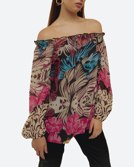 Blusa con hombros caídos de mujer — oferta en Primeriti
