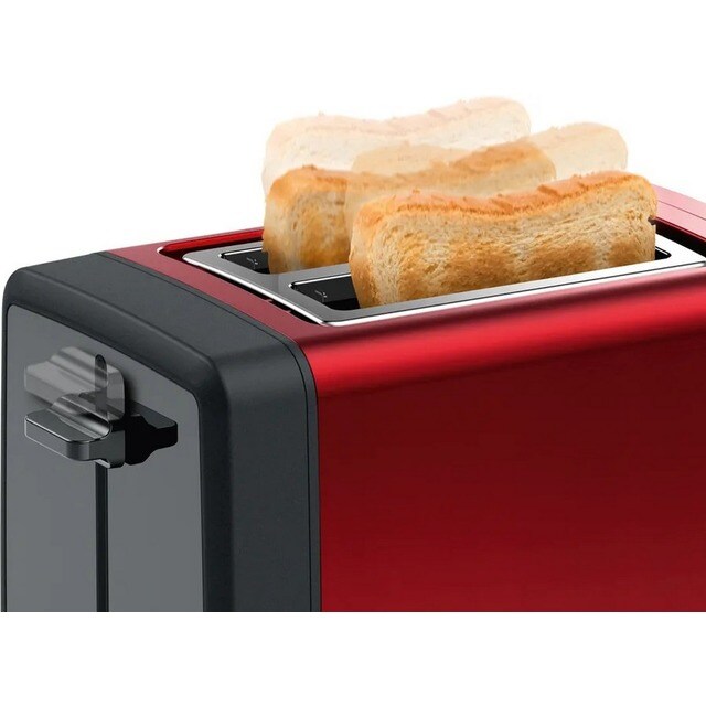 Torradeira Bosch Compacta DesignLine TAT4P424 de 970 W com 2 Fendas Curtas - Vermelho Vermelho/Inox-4