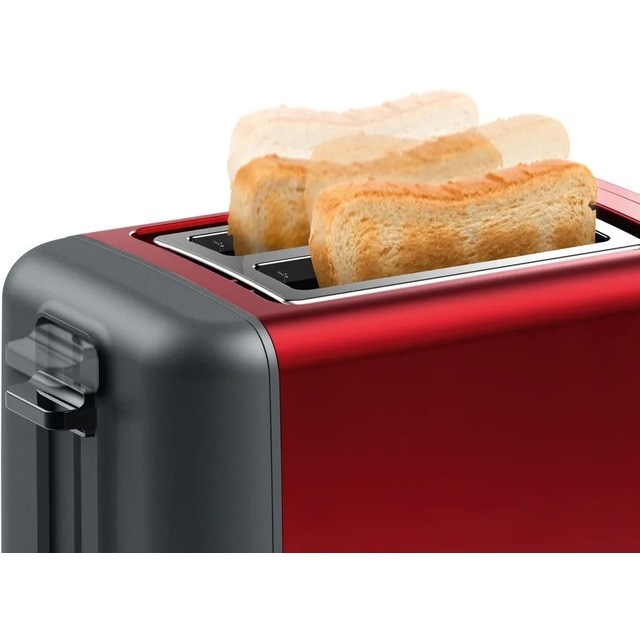 Torradeira Bosch Compacta DesignLine TAT3P424 de 970 W com 2 Fendas Curtas - Vermelho Vermelho/Inox-4