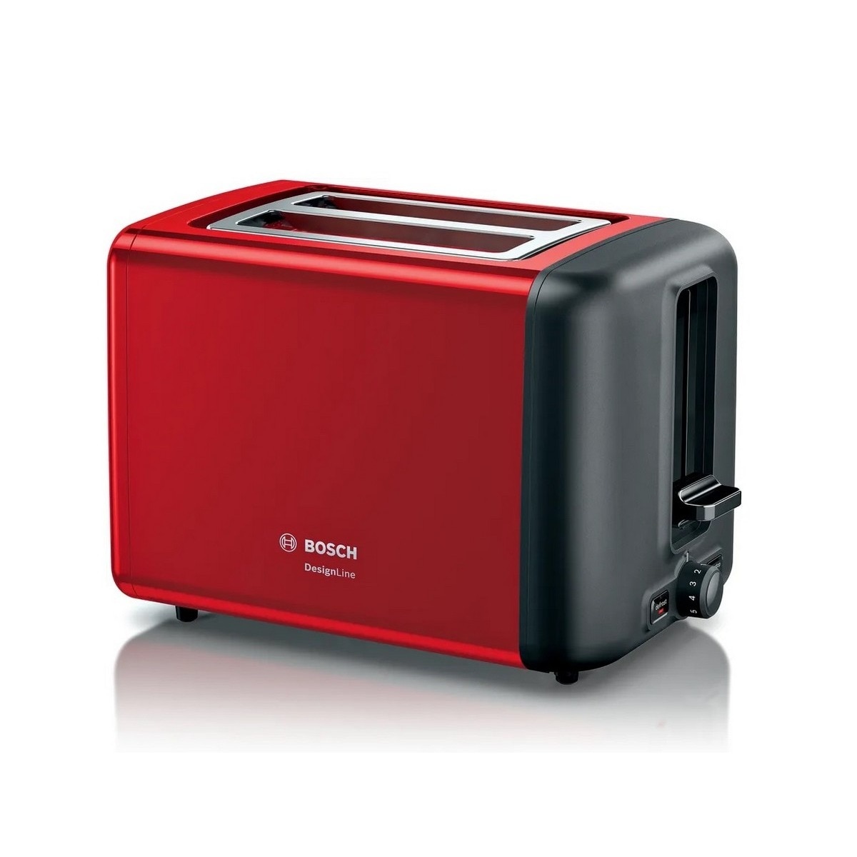 Torradeira Bosch Compacta DesignLine TAT3P424 de 970 W com 2 Fendas Curtas - Vermelho Vermelho/Inox-1