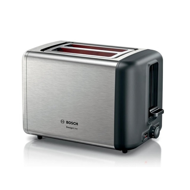 Imagem 0 de Torradeira Bosch Compacta DesignLine TAT3P420 de 970 W com 2 Fendas Curtas - Inox